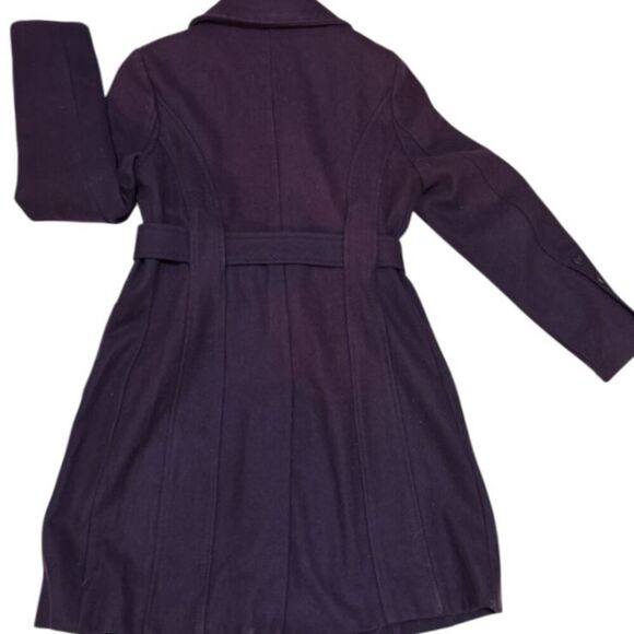 Black Rivet Dark Purple/EggPlant Wool Blend Belted Pea Coat, Size M. - Picture 10 of 10